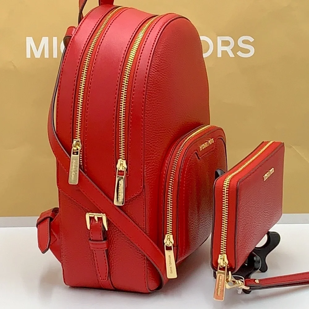 MICHAEL KORS JAYCEE MEDIUM ZIP POCKET BACKPACK & LARGE TRAVEL CONTINENTAL WRISTL